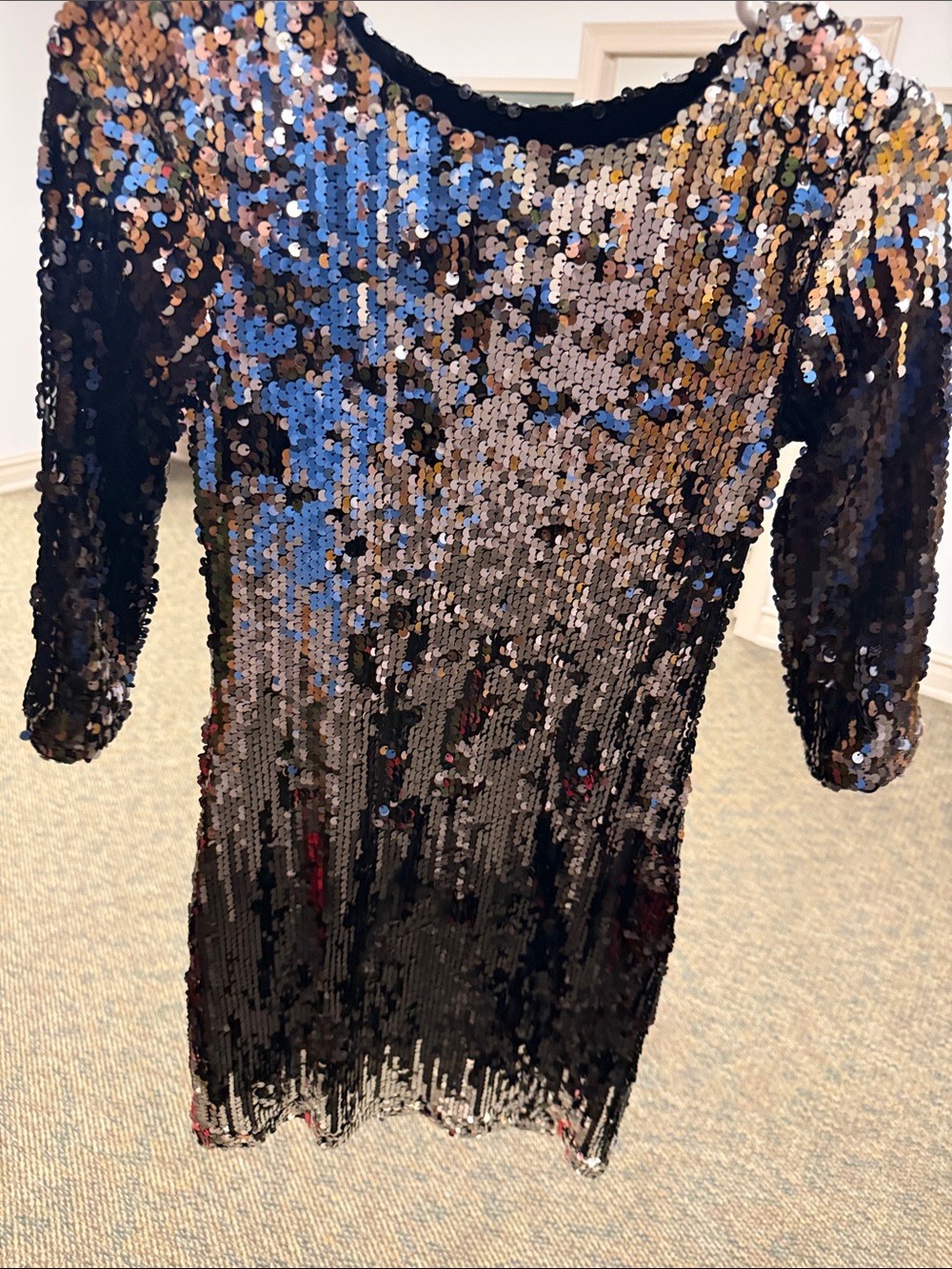 BB Dakota Black Sequin Mini Dress with Metallic Accent